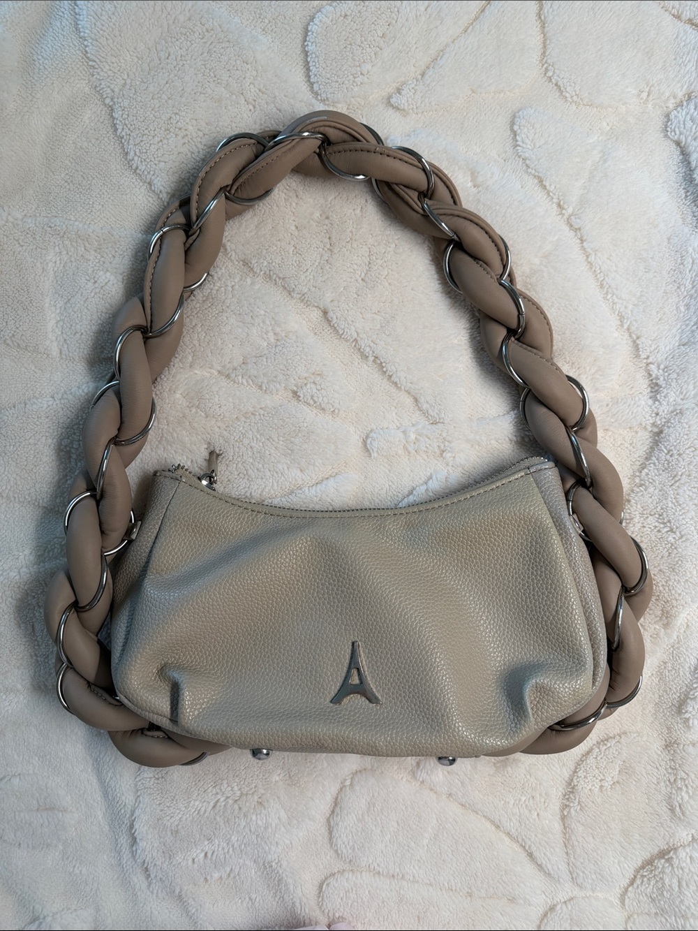 Maniere De Voir Taupe Braided-Handle Shoulder Bag